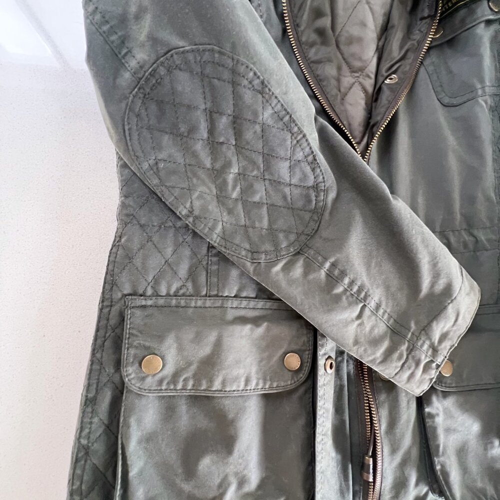 Barbour Parka Waxed Green Hooded Coat Jacket Womens - Picture 7 of 15